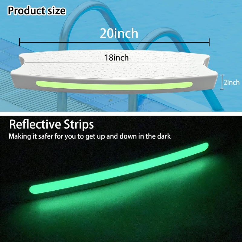 SKARUMMER Pool Ladder Steps Replacement, 18" Universal Heavy Duty Pool Ladder Steps, Swimming Pool Ladder Steps for Inground Pools & Above Ground Pool with 6 PCS Bolts and 3 Reflective Strips (3 Pack) - Image 2